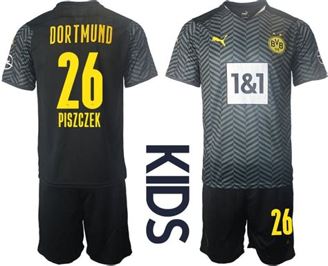 Borussia Dortmund BVB Auswärtstrikot 2021 22 für Kinder mit Aufdruck