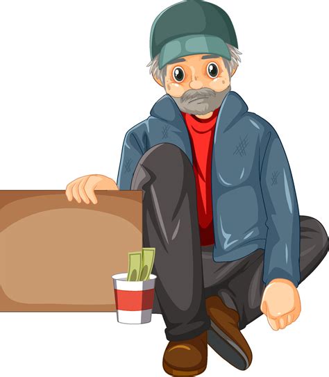 Homeless old man cartoon character 7204947 Vector Art at Vecteezy