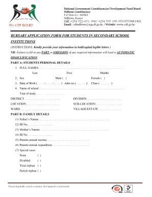 Bursary Application Form Fill Online Printable Fillable Blank