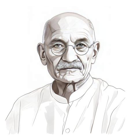 Premium AI Image | sketch line art of Indian Freedom Fighter Gandhi ji