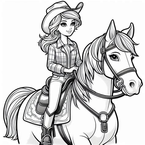 Desenho De Barbie Montando Cavalo Para Colorir Pintar E Colorir