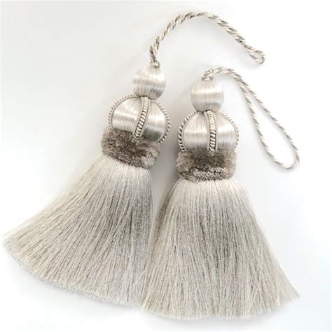 Silver Key Tassels With Cut Ruche A Pair Chairish