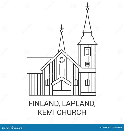 Finland Lapland Kemi Church Marca De Referencia De Viaje Vector