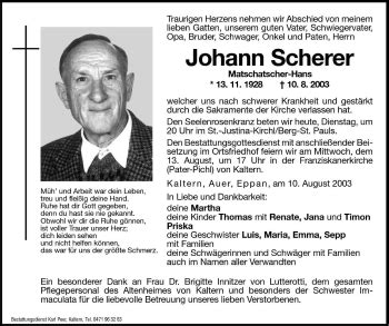 Traueranzeigen Von Johann Scherer Trauer Bz