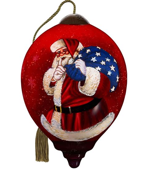 Ne Qwa Art Patriotic Santa With Star Sack Hand Painted Glass Ornament Dillard S