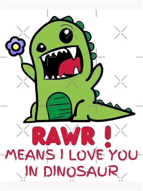 Póster Rawr Significa Que Te Amo En Dinosaurio Lindo T Rex Con Una Flor De Elvisg03 Redbubble