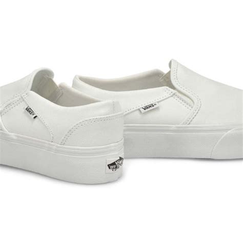 Vans Womens Asher Platform White Slip On Sne