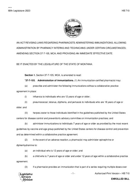 Fillable Online Leg Mt Bill Allowing Pharmacists To Prescribe