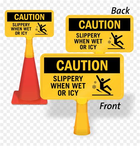 Slippery When Wet Or Icy Coneboss Sign Smartsign By Lyle Smartsign Plastic Osha Safety Sign