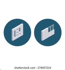 Two Isometric Icons Drywall Plasterboard Walls Stock Vector Royalty