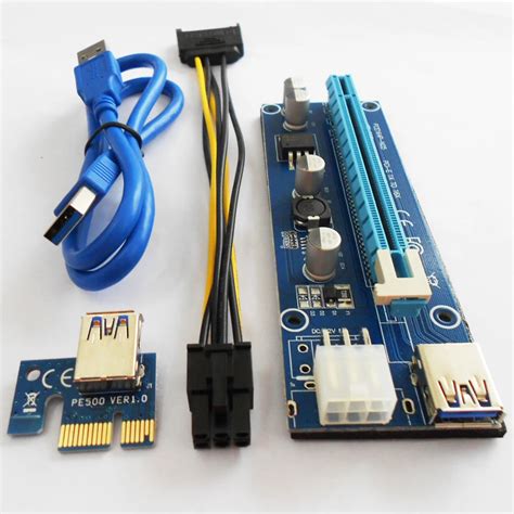 VER 006C PCIe PCI E PCI Express Riser Card 1x To 16x PCI E Risers 6Pin