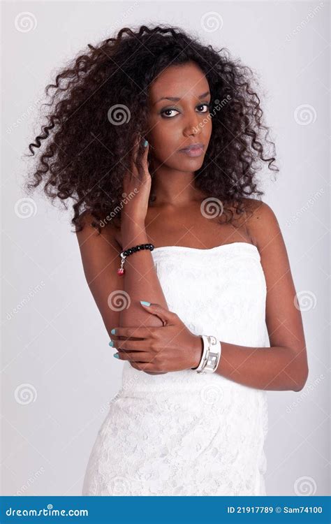 Young Beautiful African Woman With Curly Hair Stock Image Image Of