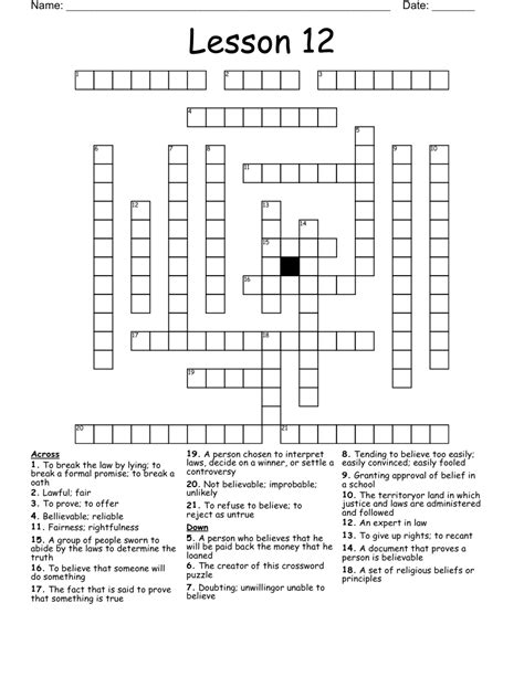 Lesson 12 Crossword Wordmint