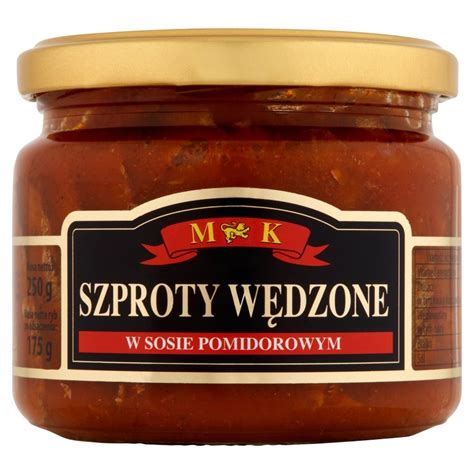 Szproty Wędzone MK w Sosie Pomidorowym 250G Mięso ryby garmażerka