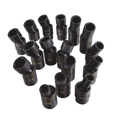 Craftsman 16 Pc Easy Read Swivel Impact Socket Set 6 Pt 38 In Dr