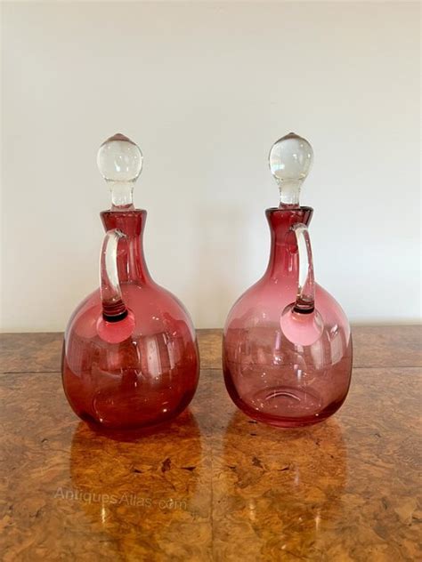 Antiques Atlas Pair Of Victorian Cranberry Glass Decanters