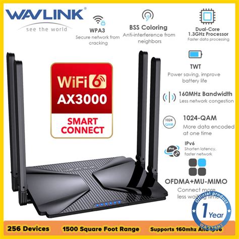 Wavlink Ax3000 Wifi 6 Dual Band Router 80211ax Wireless Gigabit Mesh