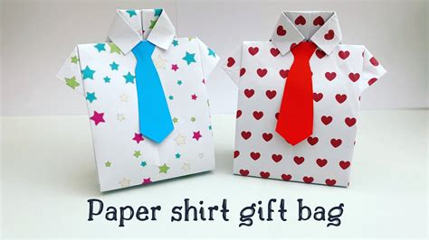 How To Make Paper Shirt Gift Box Origami Shirt Gift Bag Paper Craft