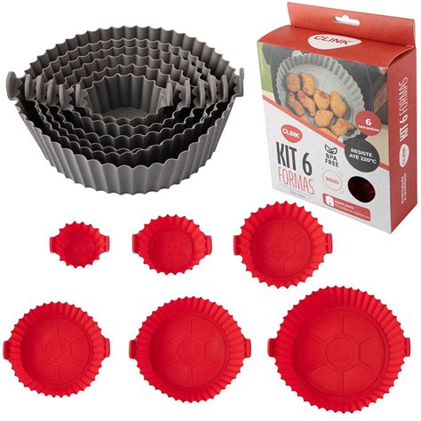 Kit 6 Formas de Silicone Redonda Alça Para Air Fryer Shopee Brasil