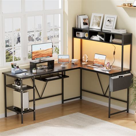 17 Stories Flen L- Shaped Gaming Desk with Hutch | Wayfair