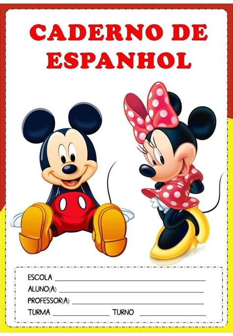 Capa da Minnie espanhol Capas para portfólio Atividades para pre