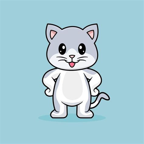 Dibujos animados divertidos gatos lindo gato gris diseño vectorial