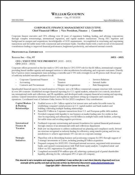 CFO Resume Examples | Professional resume examples, Resume examples ...