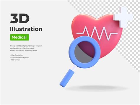 Premium Psd Heart Health Medical Checkup Icon 3d Illustration Render