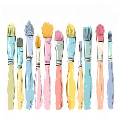 Paintbrush Vector Set Simple And Minim Premium Ai Generated Vector