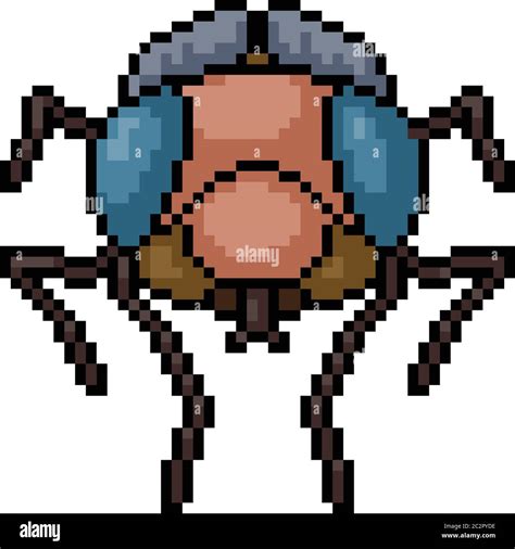 Vector Pixel Art Fly Front Isolated Cartoon Stock Vector Image Art