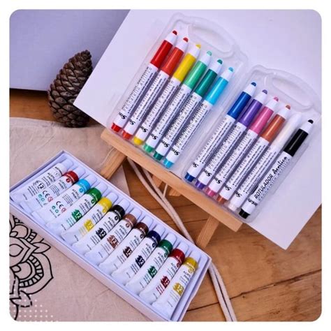 Set De Arte Acr Licos Con Atril Kit De Arte Pinturas Piezas