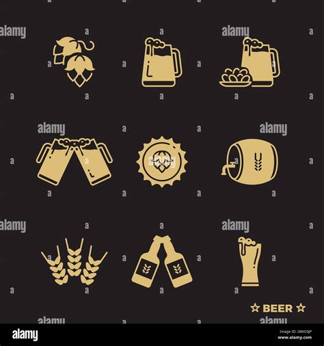 Bier Vektor Icons Set Flasche Stock Vektorgrafiken Kaufen Alamy