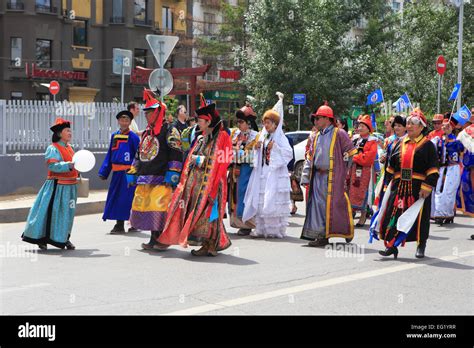 People In Traditional Costumes Independence Day Manifestation Ulan