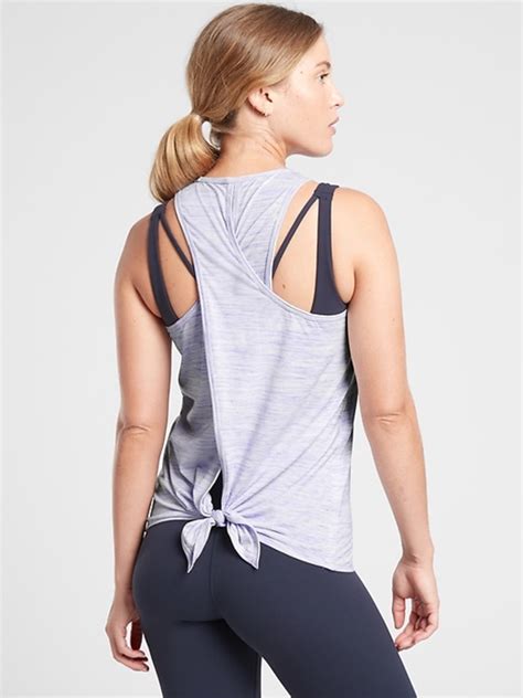 Athleta Essence Spacedye Tie Back Tank NWT Size Small Periwinkle EBay