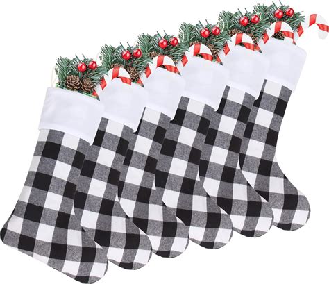 Diyasy Christmas Buffalo Plaid Stockings Pack Inches Large Black