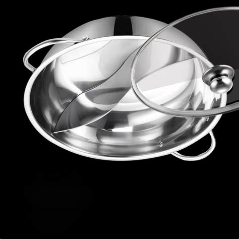 Stainless Steel Divided Grid Hot Pot Fondue Hot Pot Cooking Pot Double Flavor Pot Cooking