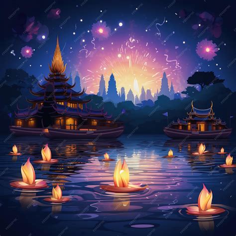 Premium Ai Image Abstract Illustration Of Loy Krathong Festival Of