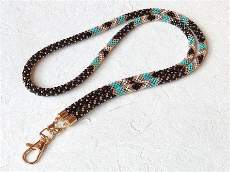 Turquoise Lanyard For Badge Native American Style Beaded Teacher