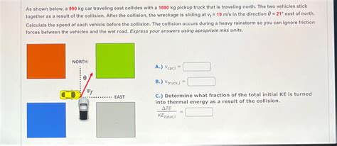 Solved As Shown Below A Kg Car Traveling East Collides Chegg