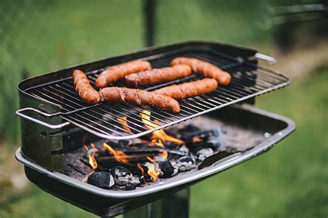 Royalty-Free photo: Pork and sausage on the grill | PickPik