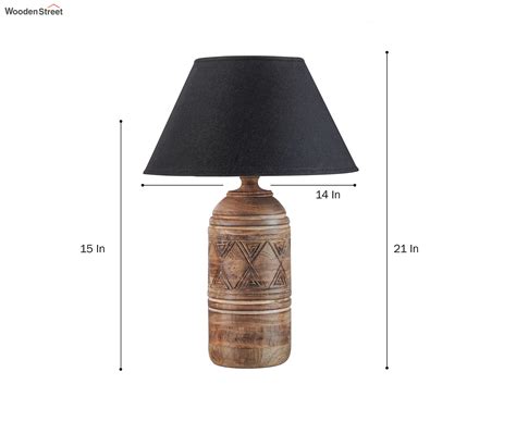 Buy Fellida Natural Carved Wood Table Lamp With Cotton Shade Black At