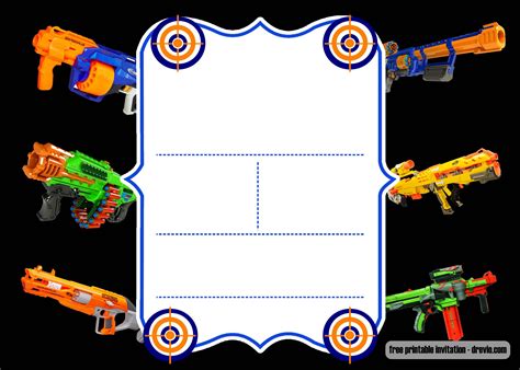 Nerf Gun Party Invitation Templates Download Hundreds Free Printable Birthday Invitation