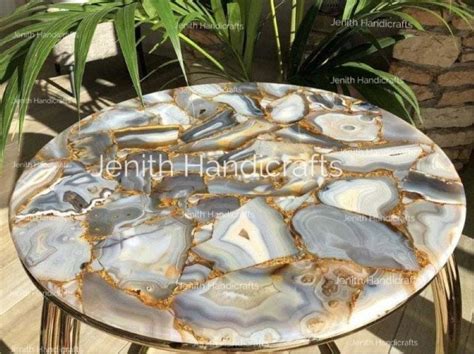 Round Natural Precious Beautiful Hand Made Side Sofa Center Table Top