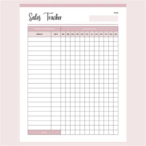 Monthly Sales Tracker Printable | Instant Download PDF | A4 and US ...