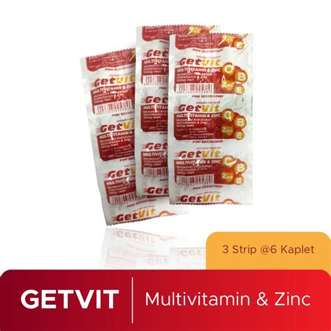 Getvit Multivitamin Zinc Strip Per Strip Isi Kaplet Lazada