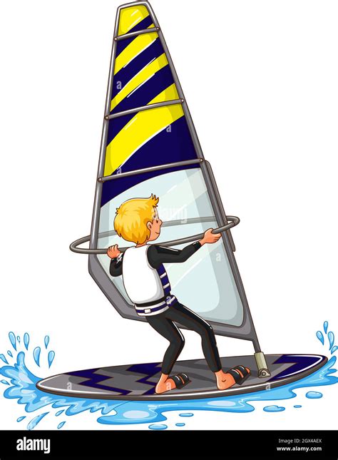 Man Athlete Sailing On Surfboard Stock Vector Image And Art Alamy