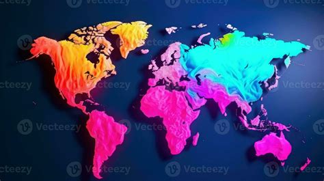 World Map Continents With Bright Watercolor 23372999 Stock Photo At