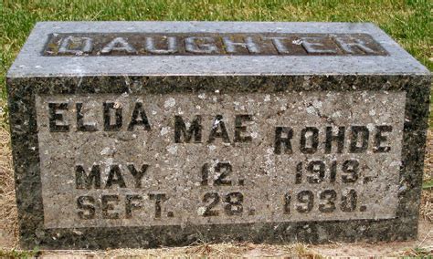 Elda Mae Rohde 1919 1930 Find A Grave Memorial