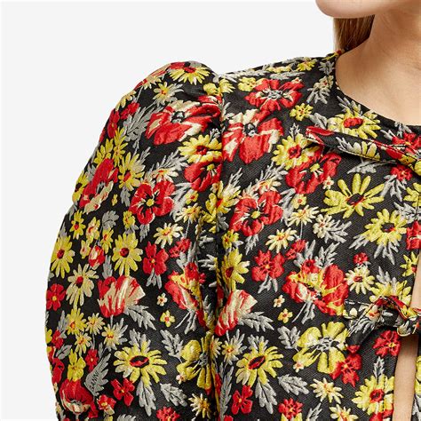 Ganni D Jacquard Floral Peplum Blouse Meadow Black End Us