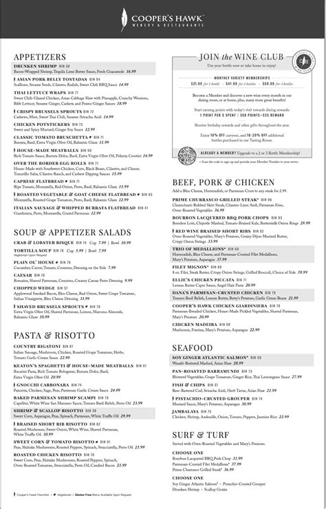 Cooper S Hawk Winery Restaurant Menu With Prices Updated July